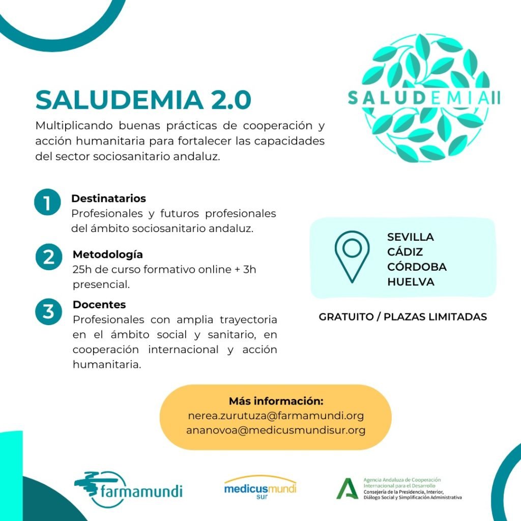 Primera edición del curso semipresencial Saludemia 2.0 : El sector sociosanitario andaluz ante los retos globales en salud de la Agenda 2030. Edición Sevilla