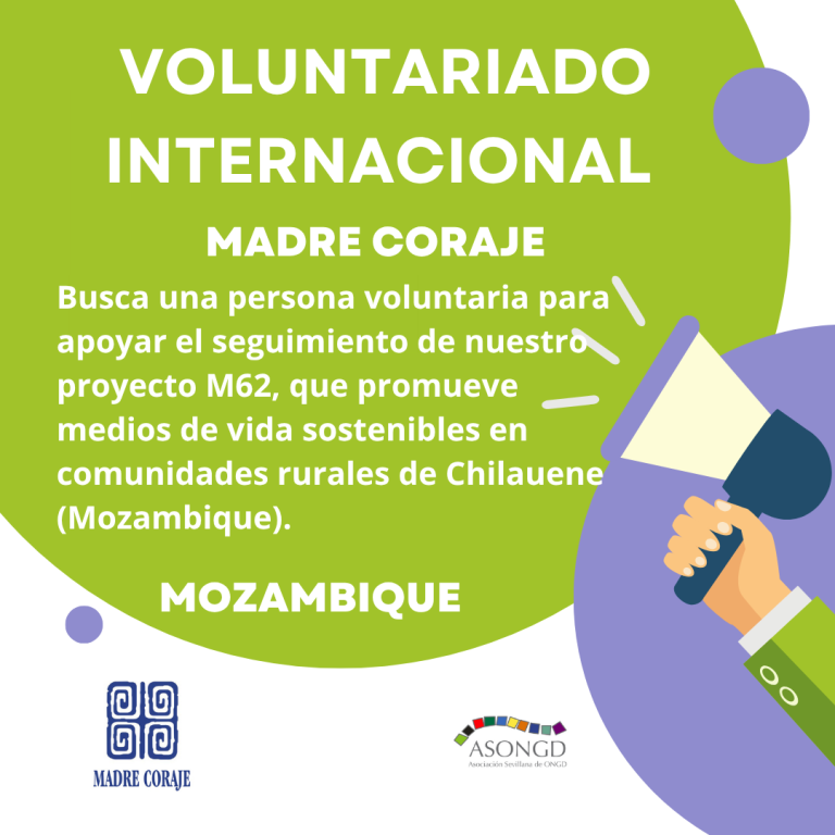 Madre Coraje busca persona voluntaria para apoyar proyecto en Mozambique