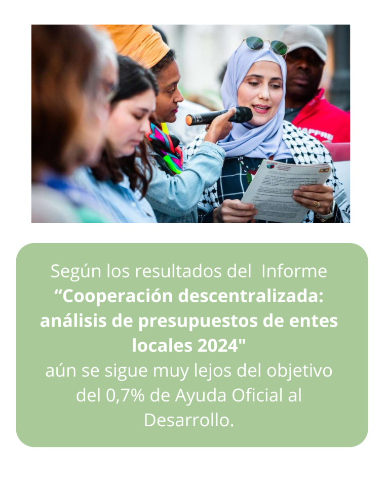 Según los resultados del informe “Cooperación descentralizada: análisis de presupuestos de entes locales 2024″, aún se sigue muy lejos del objetivo del 0,7% de Ayuda Oficial al Desarrollo.