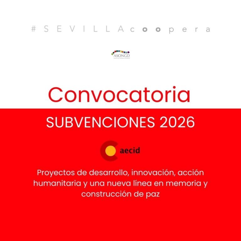 La AECID publica el calendario de convocatorias de subvenciones para 2026