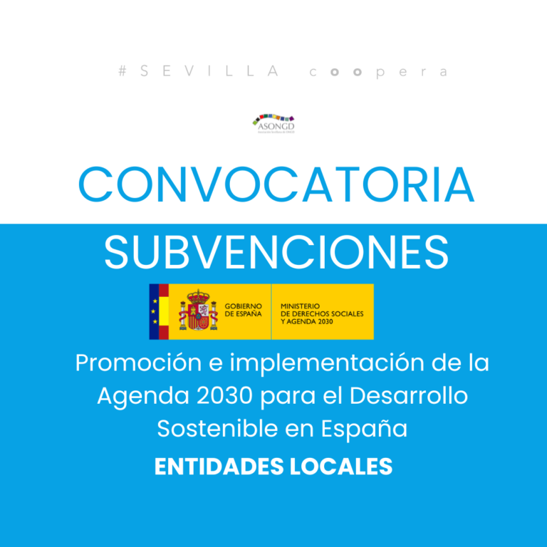 El Ministerio de Derechos Sociales, Consumo y Agenda 2030, abre convocatoria de subvenciones destinadas a acciones para el impulso de la Agenda 2030 en las Entidades Locales
